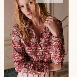 Sezane Pierro Shirt, color Sara Red, size 4